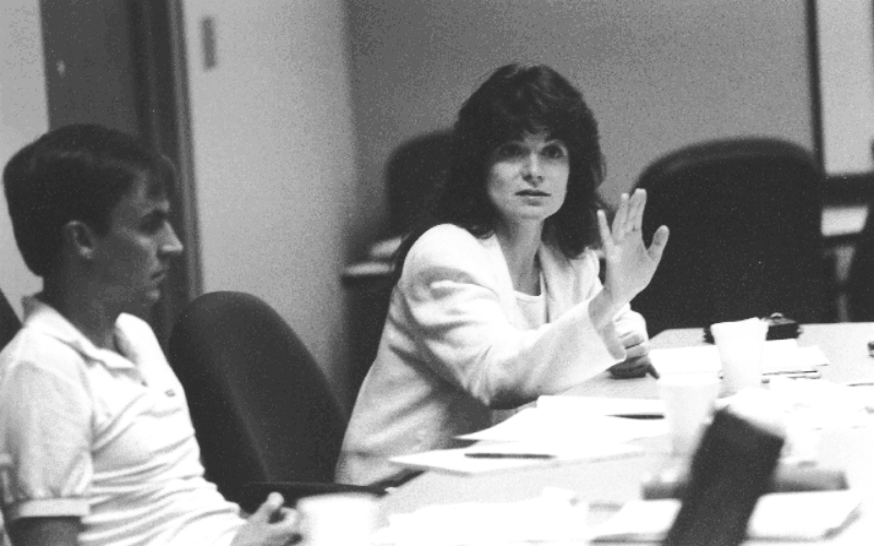 Carolyn Porco with fellow planetary scientist Luke Dones, 1990s