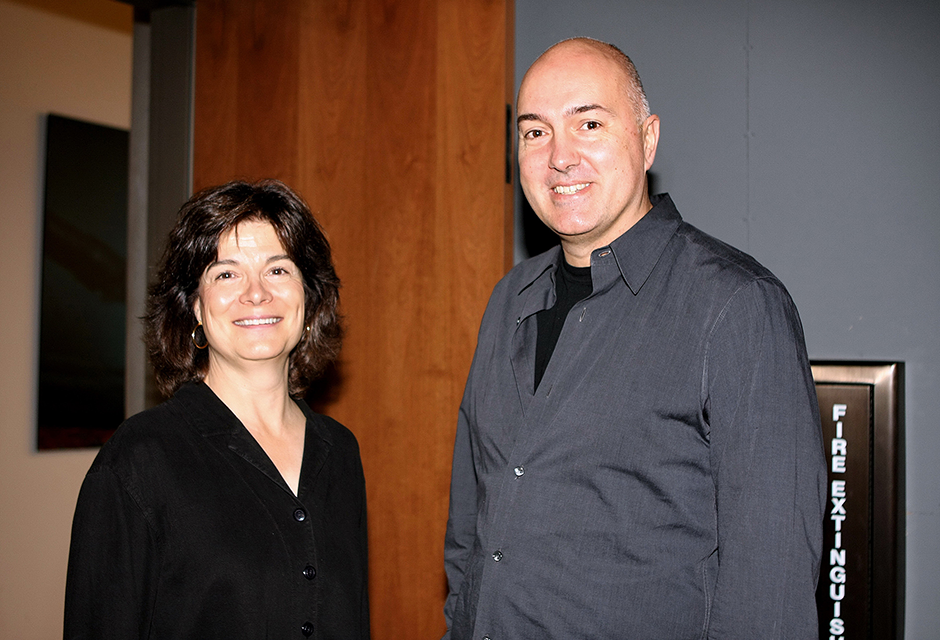 Carolyn Porco with Roger Guyett, visual effects supervisor for 2009's Star Trek, Industrial Light & Magic, 2008