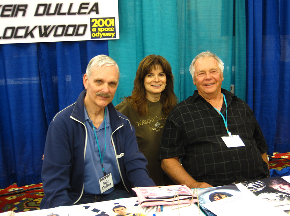 Carolyn Porco with actors Kier Duella and Gary Lockwood, stars of 2001: A Space Odyssey, Spacefest, 2011