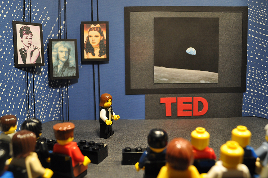Still from the stop-motion animation, 'Flying to Saturn: Carolyn Porco in LEGO'