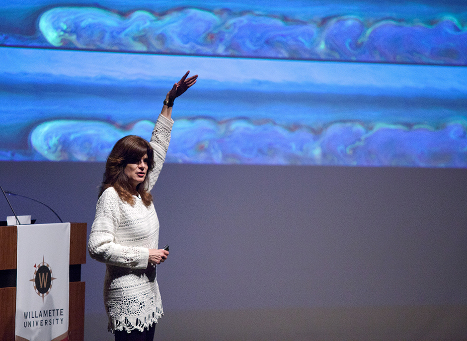 Carolyn Porco speaking at Willamette University, 2012
