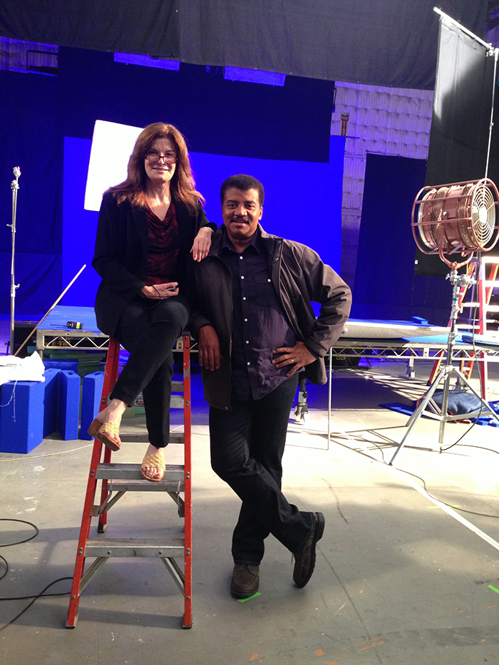 Carolyn Porco and Neil deGrasse Tyson on the Cosmos set